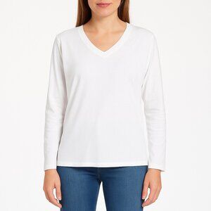 Cherish Women's White V Neck Long Sleeve Top Size XL